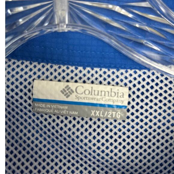 Columbia PFG Button Front Shirt Size XXL Blue Omni-Shad Outdoor Hiking Fishing - Picture 4 of 8